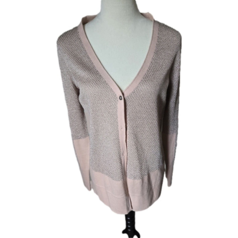 Simply Vera Vera Wang Pale Pink and Beige Knit Cardigan